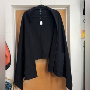 St Michael Women’s Black Open-Front Poncho Cape Shawl - 2 Front Pockets. Size:OS